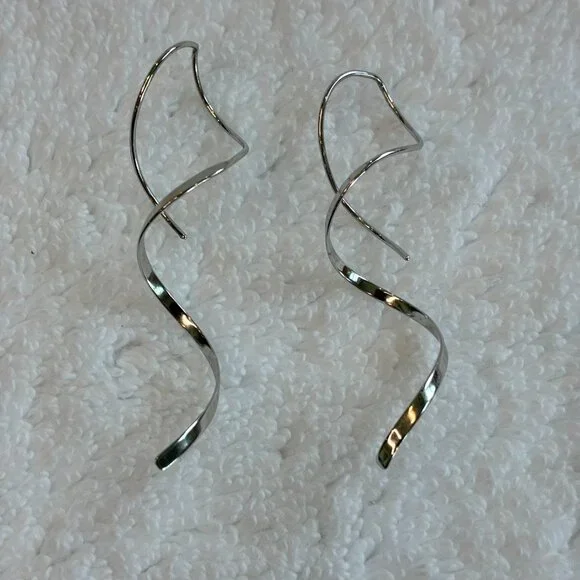 NWOT Spiral Threader Drop Dangle Sterling Silver Earrings Jewelry - Picture 3 of 7
